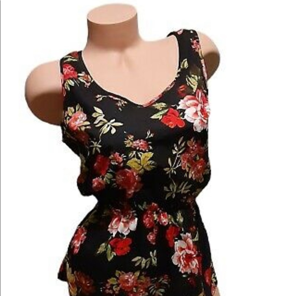 Ambiance Apparel Womens
Teens Large Black Floral
Sleeveless Short Romper